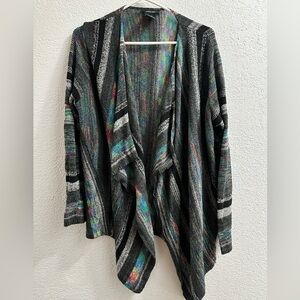Alison Sheri rainbow black and grey wrap around cardigan size XL